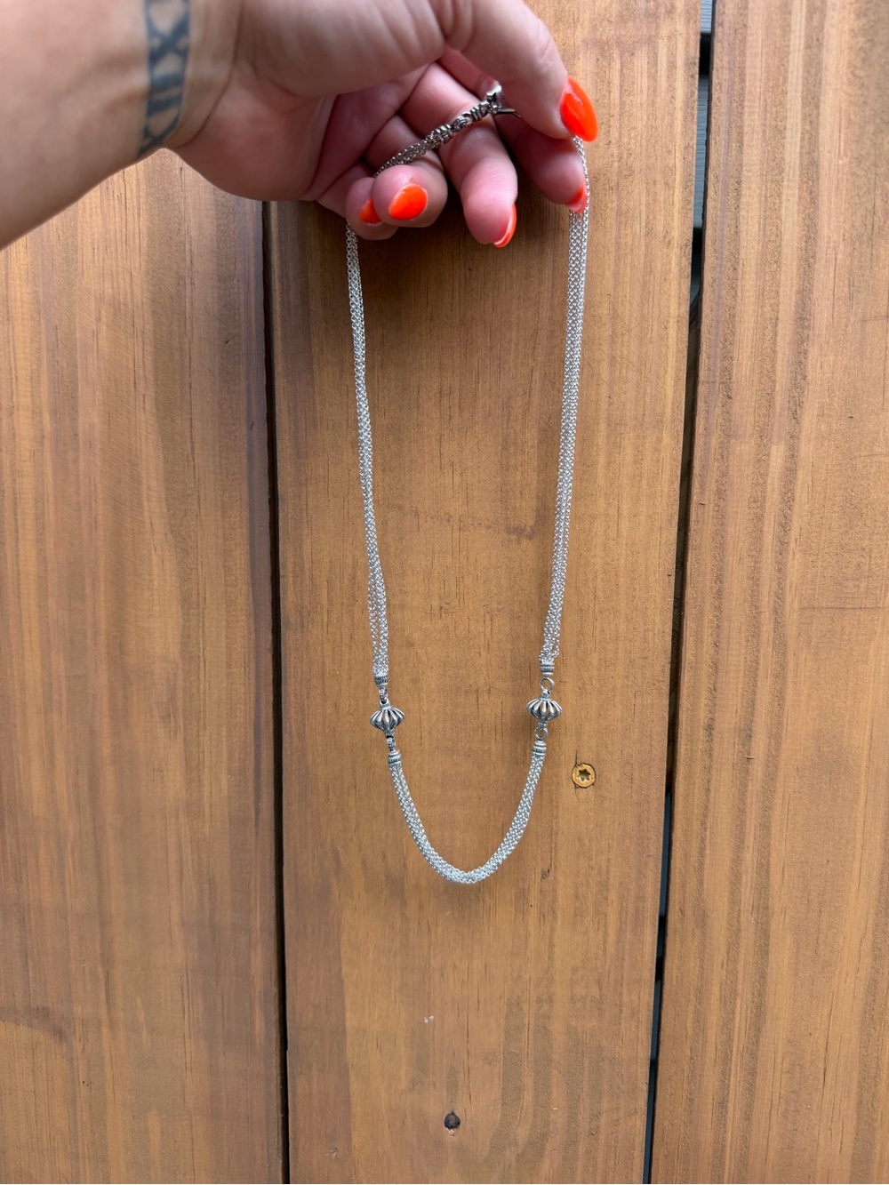 LAGOS STERLING SILVER MULTI-STRAND BEAD STATION NECKLACE 22 inches